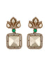 Oxidised Silver Toned Polki Kundan Studded Leafy Minimal Designer Choker Jewellery Set