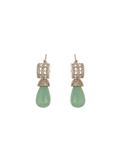 Zircon AD Studded Pearl & Mint Beads Beaded Designer Statement Jewellery Set