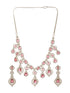 Silver Toned Ruby Red AD Studded Statement Bridal Layered Necklace Jewellery Set