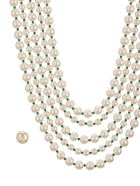White Pearl Beaded Multi Layered Trendy Choker Necklace Jewellery Set