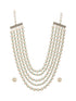 White Pearl Beaded Multi Layered Trendy Choker Necklace Jewellery Set