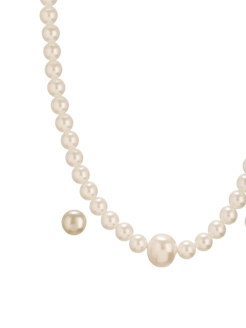 Single String Pearl Statement Necklace Jewellery Set