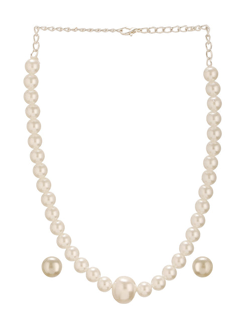 Single String Pearl Statement Necklace Jewellery Set