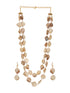 Beige Natural Stoned Beaded Embedded Double Layered Trendy Maala Necklace jewellery Set
