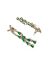 Silver Toned Emerald Green Zircon AD Studded Layered Bridal Drop Designer Statement Necklace Jewellery Set