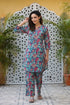 Women Blue Floral Printed Pure Cotton Kurta with Trousers
