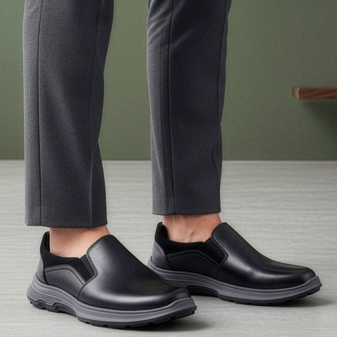 Men's Easy Slip-On Leather Casual Shoe with Lightweight Comfort Sole