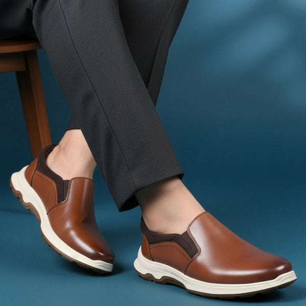 Men's Easy Slip-On Leather Casual Shoe with Lightweight Comfort Sole