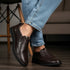 Men's Comfort Casual Slip-On Shoe with Leather Textured Elastic Detail
