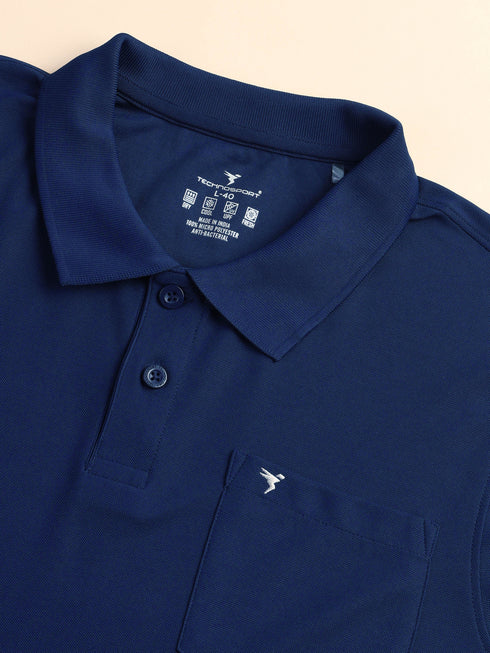 Men Solid Slim Fit Polo T-shirt with MATPIQ