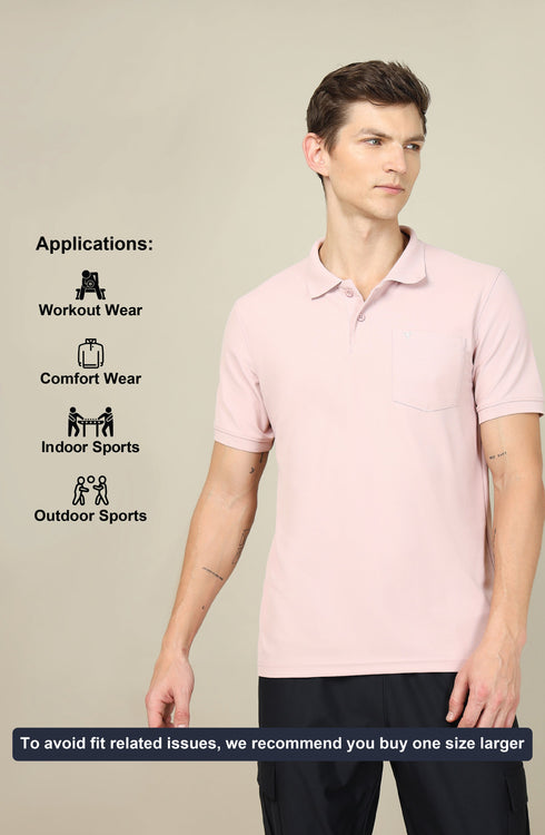 Men Solid Slim Fit Polo T-shirt with MATPIQ