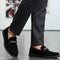 Men's Buckle Accent Driving Leather Loafer with Suede Finish