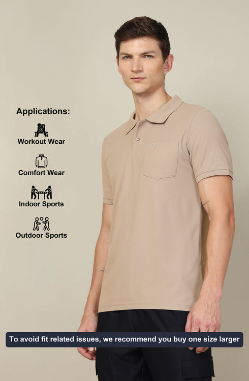 Men Solid Slim Fit Polo T-shirt with MATPIQ