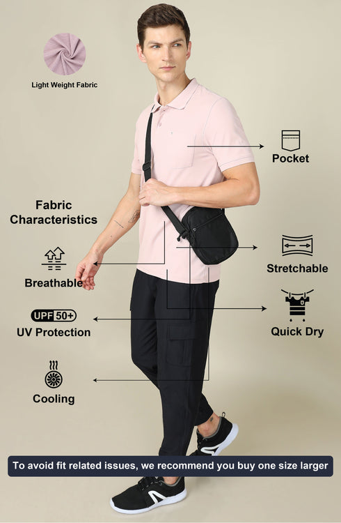 Men Solid Slim Fit Polo T-shirt with MATPIQ