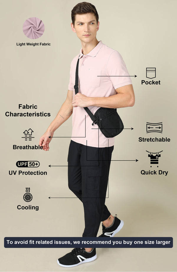 Men Solid Slim Fit Polo T-shirt with MATPIQ