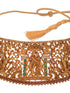 GoldPlated Green AD Studded Radha Krishna Temple Jewellery Set