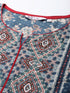 Women Navy Blue & Off White Pure Cotton Floral Print Anarkali Kurta