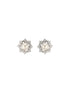 925 Sterling Silver Zircon Studded Faux Pearls Flower Studds Earrings