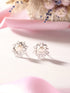 925 Sterling Silver Zircon Studded Faux Pearls Flower Studds Earrings