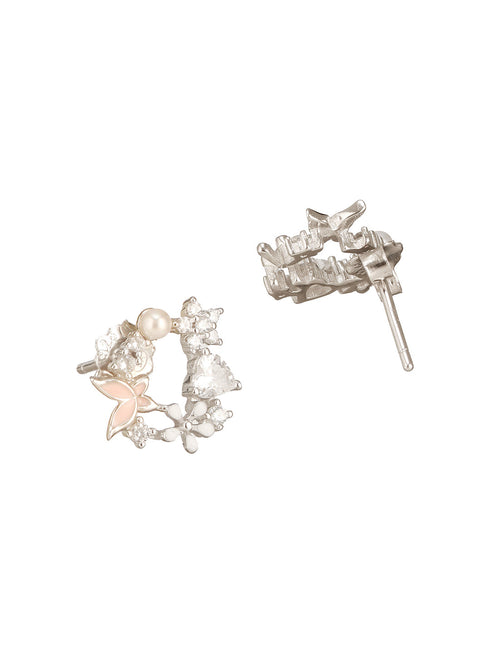 925 Sterling Silver Zircon Studded White Butterfly Stateent Studds Earrings