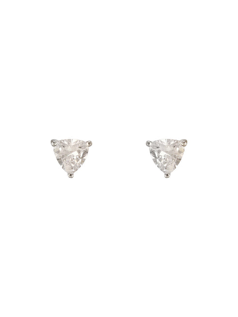 925 Sterling Silver Cubic Zircon Studded Geometric Minimal Solitaire Studds Earrings
