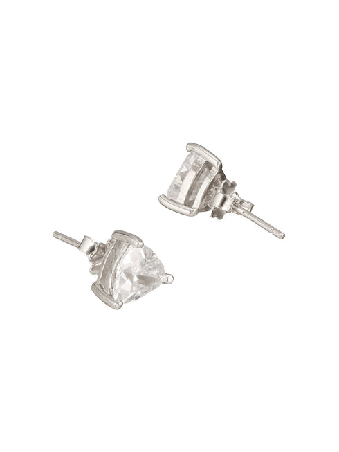 925 Sterling Silver Cubic Zircon Studded Geometric Minimal Solitaire Studds Earrings