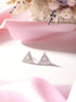 925 Sterling Silver Zircon Studded Pyramid Shaped Halo Solitaire Minimal Studds Earrings
