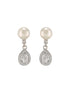 925 Sterling Silver Zircon & Pearl Embellished Drop Statement Earrings