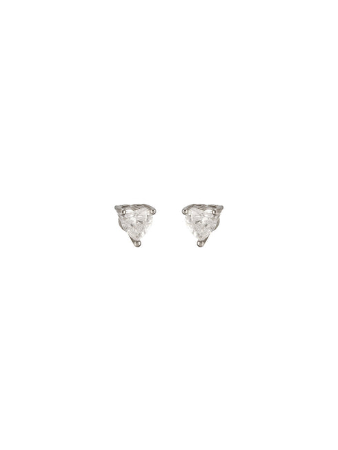 925 Sterling Silver 4 mm Stones Zircon Studded Solitaire Heart Studds Minimal Earrings