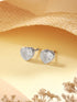 925 Sterling Silver Zircon Studded Heart Shaped Halo Solitaire Minimal Studds Earrings