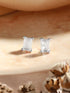 925 Sterling Silver 8 mm Zircon Studded Rectangular Solitaire Minimal Studds Earrings