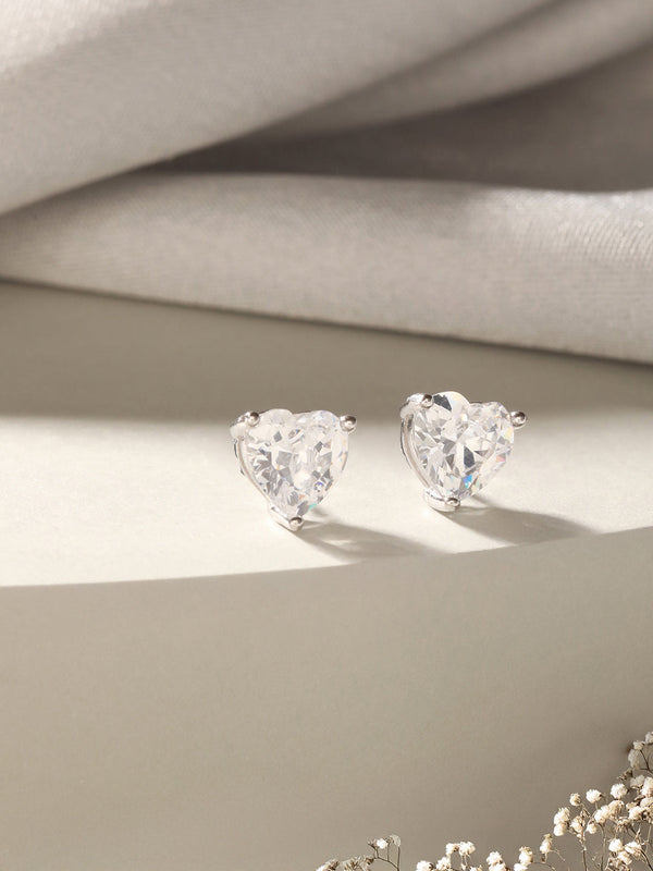 925 Sterling Silver 7 mm stones Zircon Studded Minimal Solitaire Studds Earrings