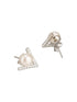 925 Sterling Silver Zircon & Faux Pearl V - Shaped Minimal Studds Earrings