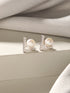 925 Sterling Silver Zircon & Faux Pearl V - Shaped Minimal Studds Earrings