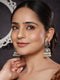 Silver Toned Oxidised Red Ruby AD Studded Handcrafted Contemporary Jhumkas Earrings