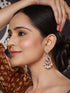 Rose Gold Platedd Zircon Studded Pearl Beaded Luxe Contemporary Chandbali Earrings