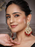 Gold Toned Kundan & Maroon Pearl Beaded Delicate Floral Chandbali Earrings
