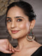 Dual Toned Red Stones Studded & Pearl Beaded Handcrafted Designer Light Weight Chandbali Dangler earrings