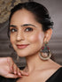 Dual Toned Red Stones Studded & Pearl Beaded Handcrafted Designer Light Weight Chandbali Dangler earrings