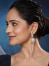 Silver Plated Zircon Studded Pearl Beaded Designer Dangler Hoop Bali Earrings