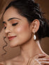 Gold Plated Tear Drop Pearl Studded Luxe Minimal Drop Earrings