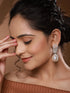 Silver Plated AD Studded & Pearl Contemporary Hoop Bali Earrings