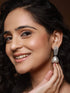 Silver Toned Zircon Studded Triangular Pearl Beaded Handcrafted Bali Hoop Earrings