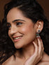 Oxidised Silver Plated Red Stone Studded Floral Ear Cuff Earrings