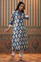Women Blue Ethnic Motifs Printed Cotton Straight Kurta