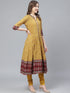Women Mustard Coloured Kurta with Churidar & Dupatta