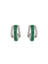 Silver Plated Green Enamelled AD Studded Bali Hoop earrings
