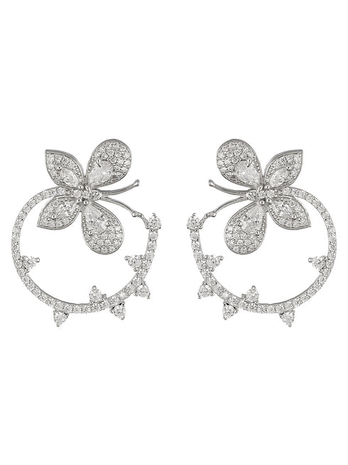 925 Sterling Silver Butterfly Circular Studds Earrings