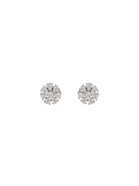 925 Sterling Silver Sterling Silver Cubic Zirconia Floral Studds Earrings
