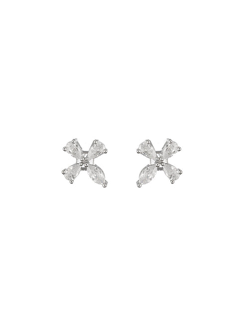 925 Sterling Silver Cubic Zirconia Floret Studds Earrings